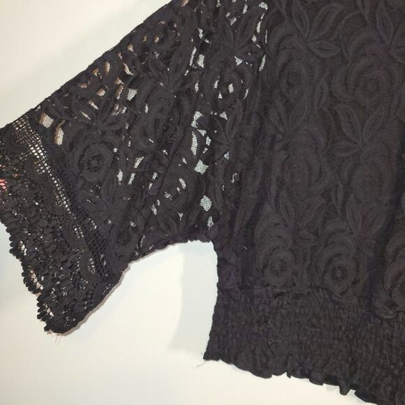 New Lauren Michelle Black Rose Dolman Sleeve Top Medium - Picture 2 of 9